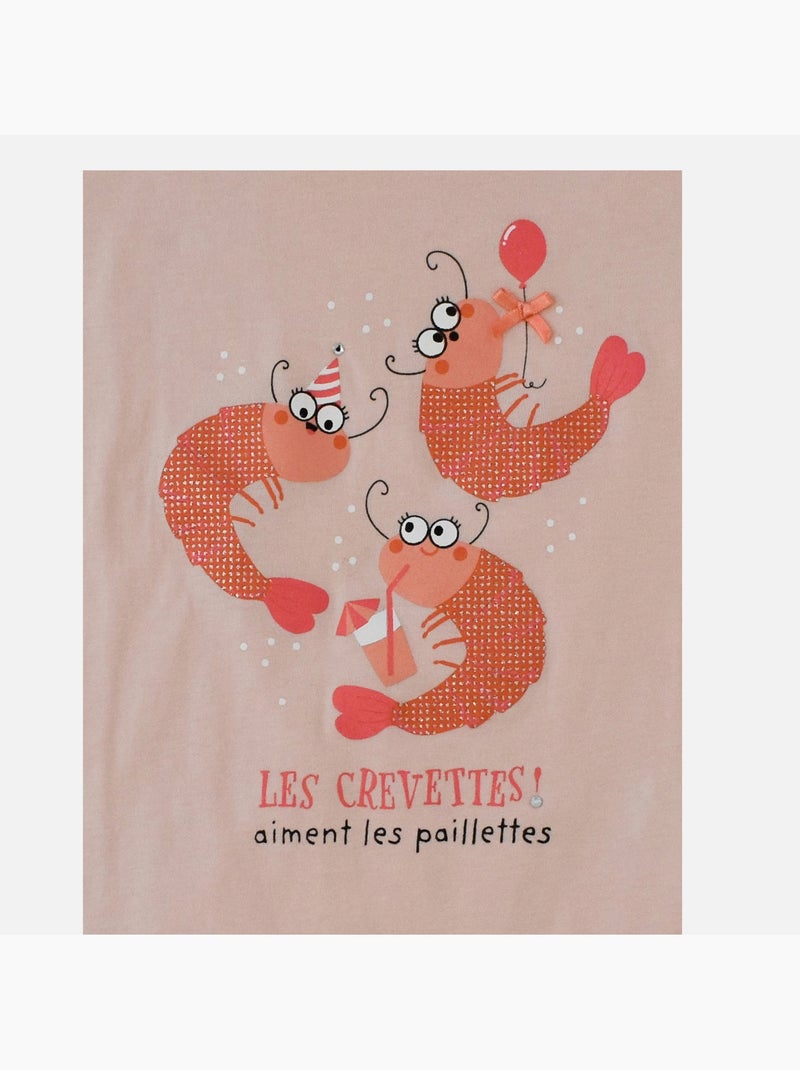 Pyjama Corsaire Jersey 'crevette À Paillettes''doo&bo' rose clair - Kiabi