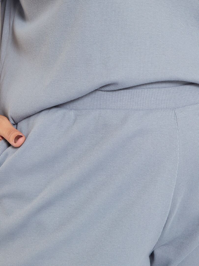 Pyjama côtelé - 2 pièces Bleu grisé - Kiabi