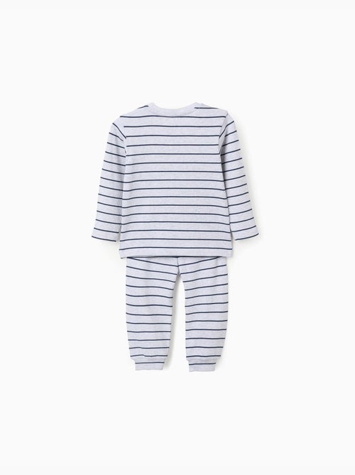 Pyjama côtelé à manches longues et rayures - Kiabi