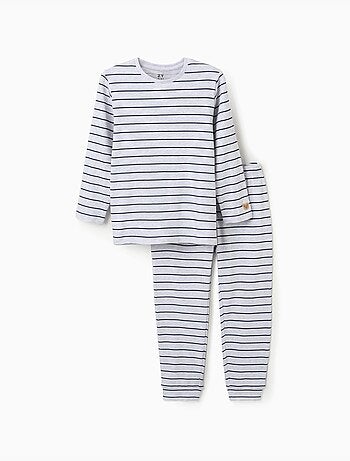 Pyjama côtelé à manches longues et rayures
