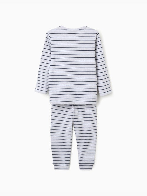 Pyjama côtelé à manches longues et rayures - Kiabi