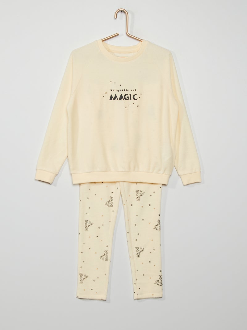 Pyjama côtelé beige - Kiabi