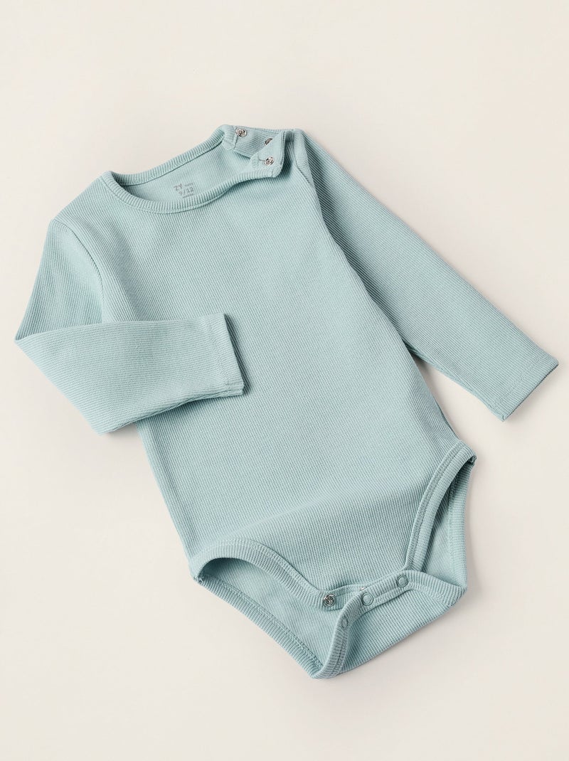 Pyjama Côtelé de Body et Pantalon Bleu clair - Kiabi