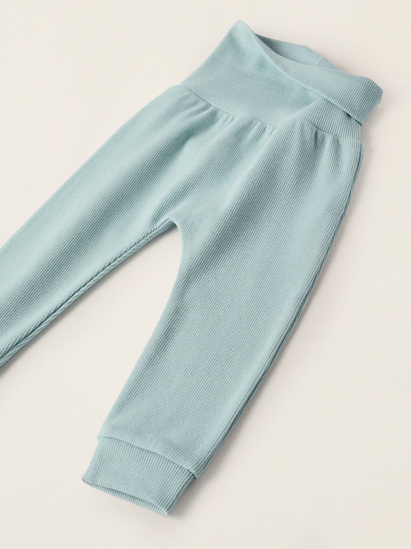 Pyjama Côtelé de Body et Pantalon Bleu clair - Kiabi