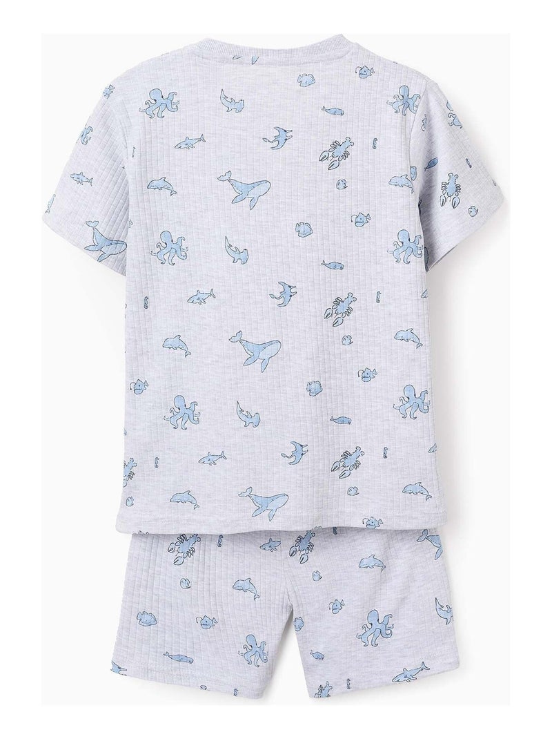 Pyjama Côtelé en Coton Gris clair - Kiabi