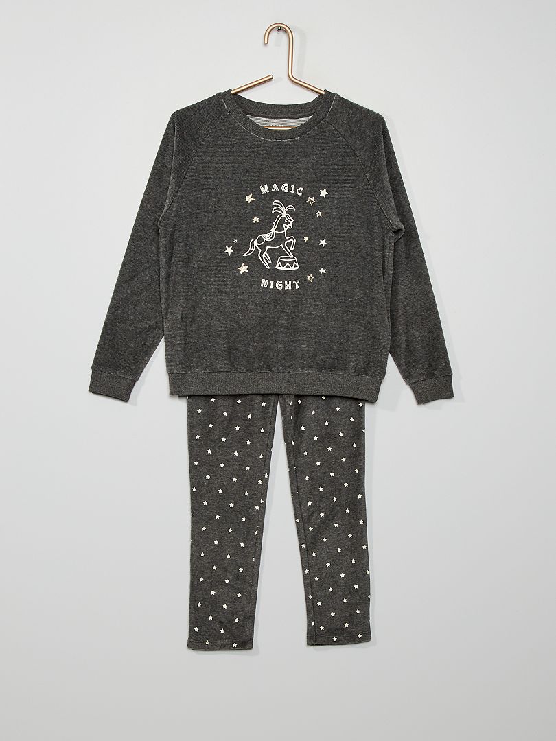 Pyjama côtelé gris - Kiabi