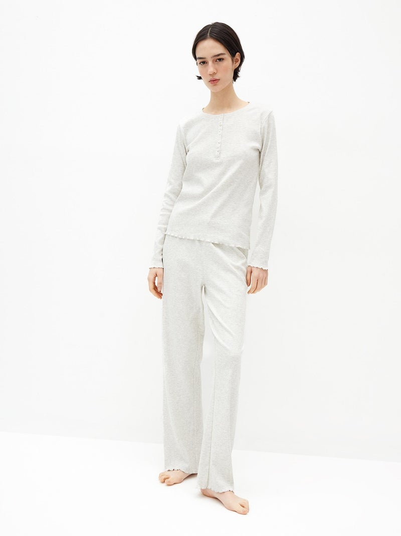 Pyjama côtelé MO Fashion Ecru - Kiabi