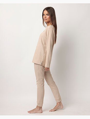 Pyjama côtelé ultra-doux à manches longues pour femme ADMAS HOME