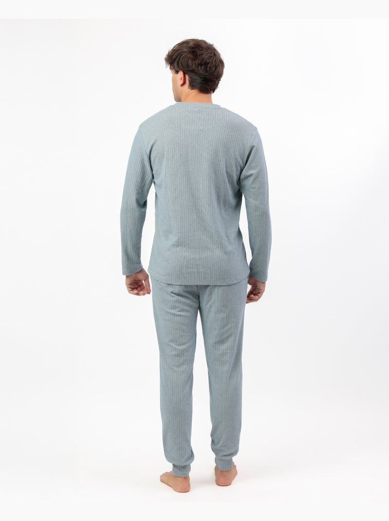 Pyjama côtelé ultra-doux à manches longues pour homme ADMAS HOME Bleu - Kiabi