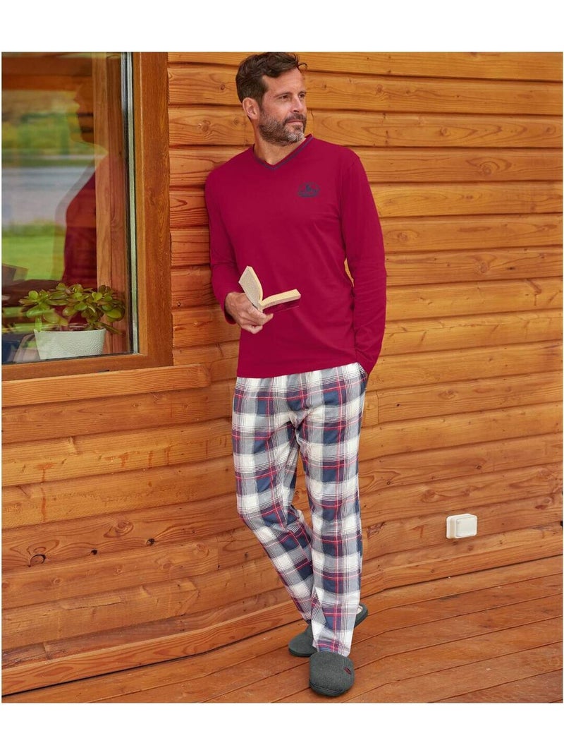 Pyjama Coton à Carreaux   - ATLAS FOR MEN Bleu Rouge Bleu - Kiabi