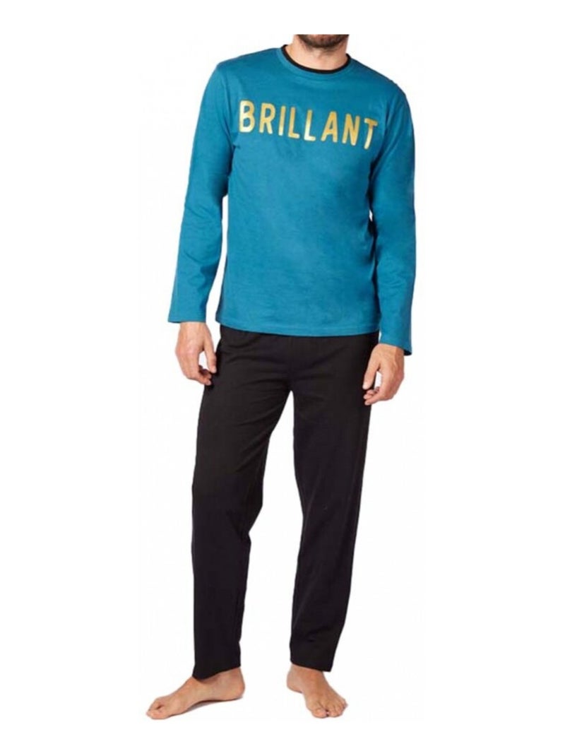 Pyjama COTON ALAN BROWN Bleu Noir - Kiabi