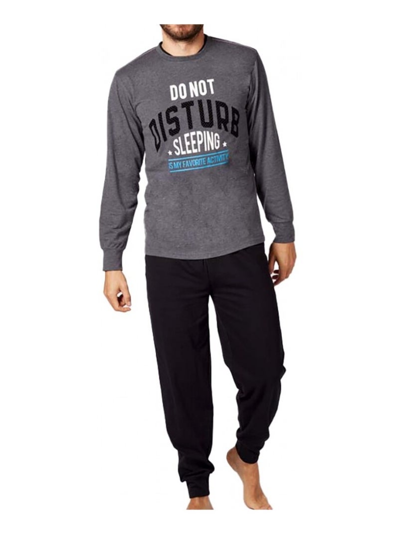Pyjama COTON ALAN BROWN Gris Noir - Kiabi