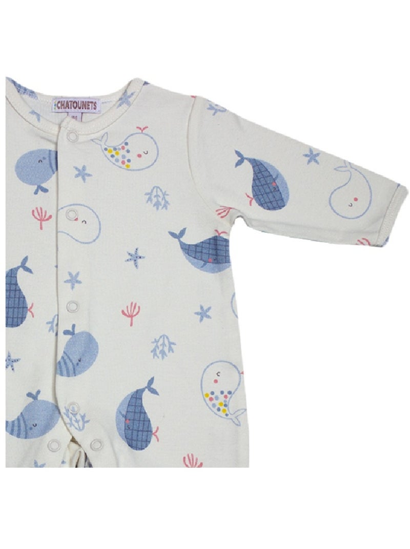 Pyjama Coton "Baleine" Les Chatounets Blanc cassé - Kiabi