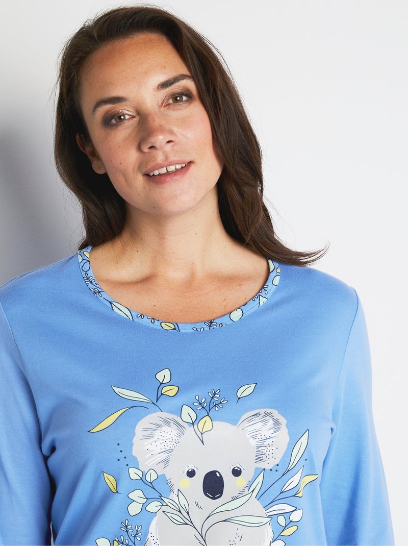 Pyjama coton imprimé motif koala Bleu - Kiabi