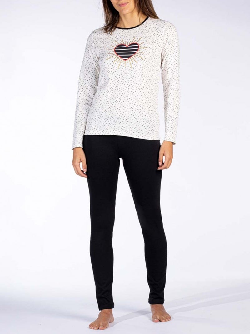 Pyjama COTON MELISSA BROWN - Pack de 2 Noir Ecru - Kiabi