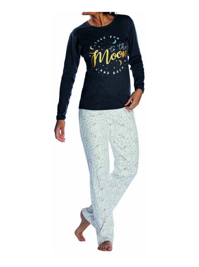 Pyjama COTON MELISSA BROWN Bleu Gris - Kiabi