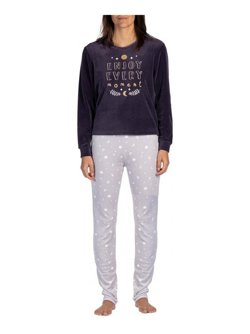 Pyjama COTON MELISSA BROWN Bleu Gris - Kiabi