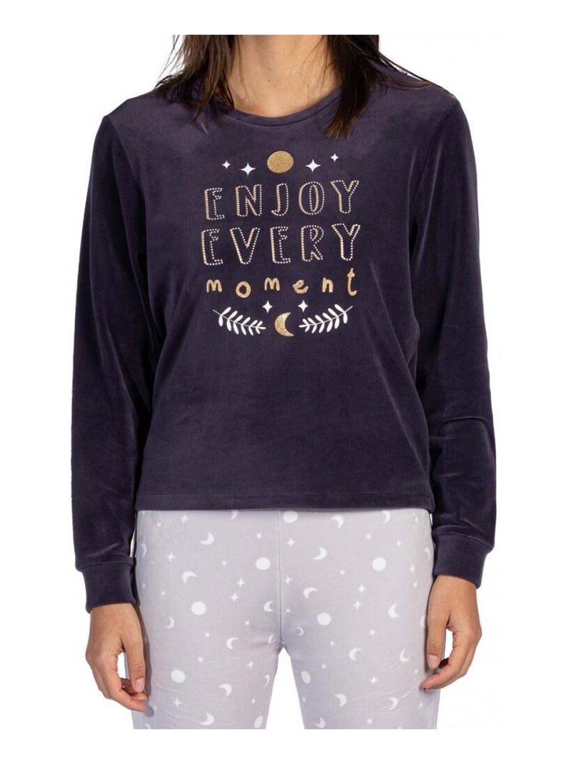 Pyjama COTON MELISSA BROWN Bleu Gris - Kiabi
