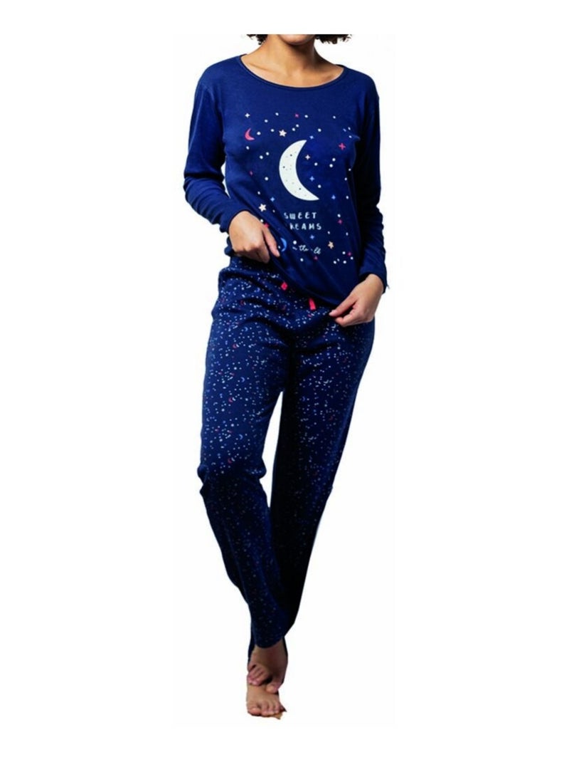 Pyjama COTON MELISSA BROWN Bleu marine - Kiabi