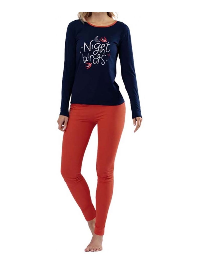 Pyjama COTON MELISSA BROWN Bleu Rouge - Kiabi