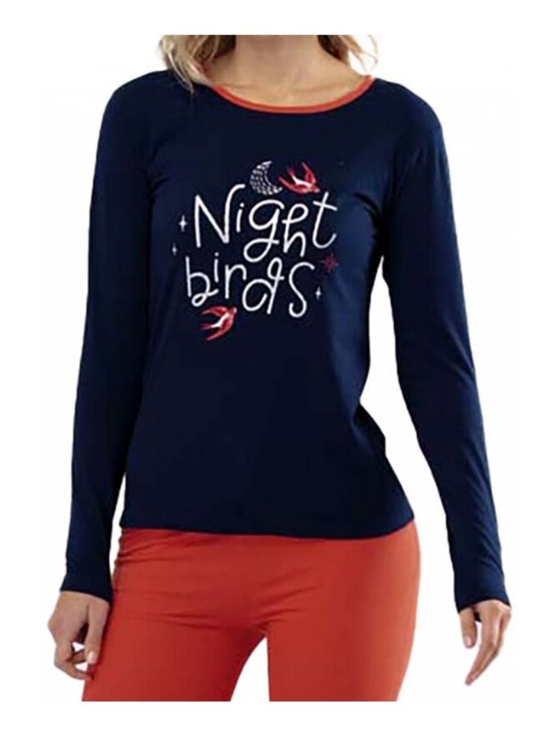 Pyjama COTON MELISSA BROWN Bleu Rouge - Kiabi