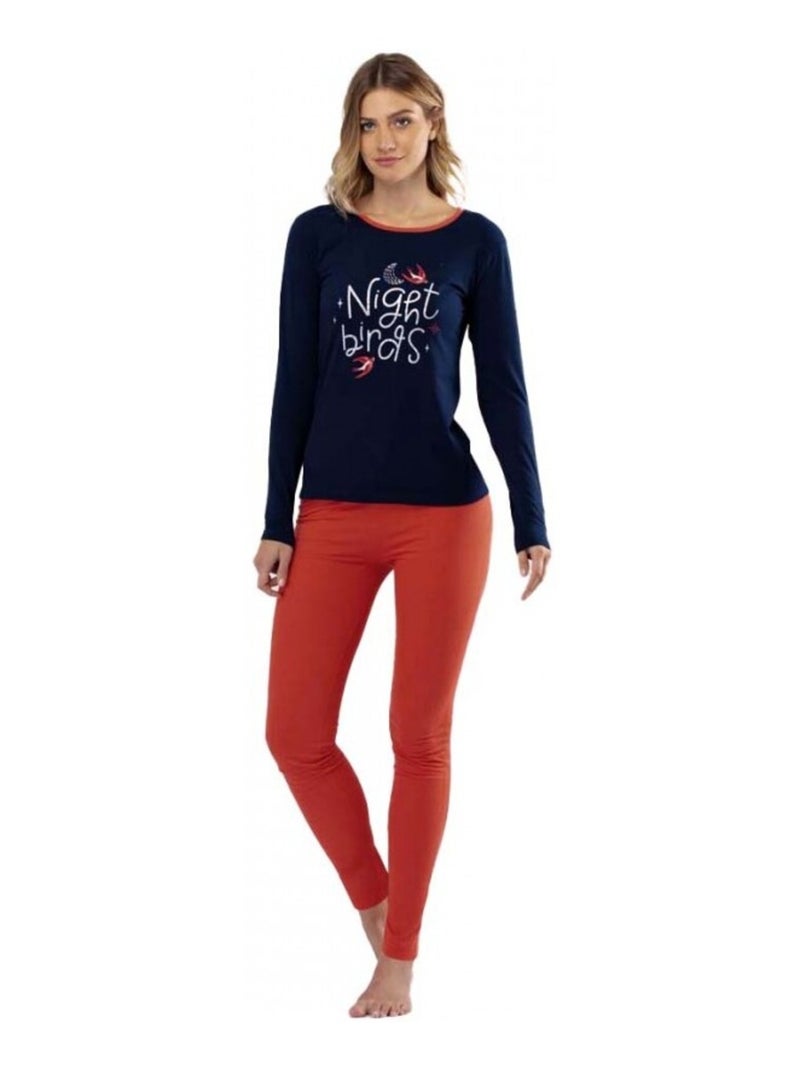 Pyjama COTON MELISSA BROWN Bleu Rouge - Kiabi
