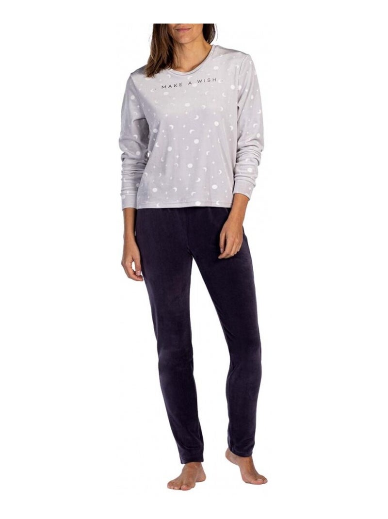 Pyjama COTON MELISSA BROWN Gris Bleu - Kiabi