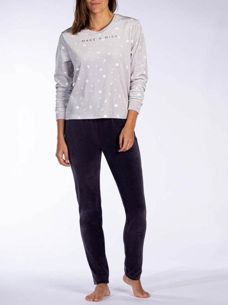 Pyjama COTON MELISSA BROWN Gris Bleu - Kiabi