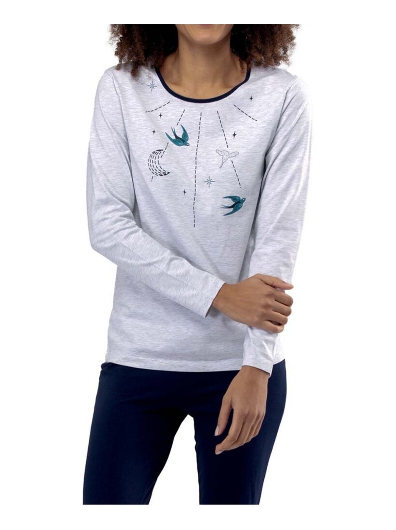 Pyjama COTON MELISSA BROWN Gris Noir - Kiabi