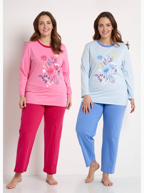Pyjama coton motif manches longues - lot de 2 - Afibel - Kiabi