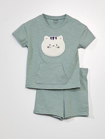 Pyjama court - imprimé chat - 2 pièces