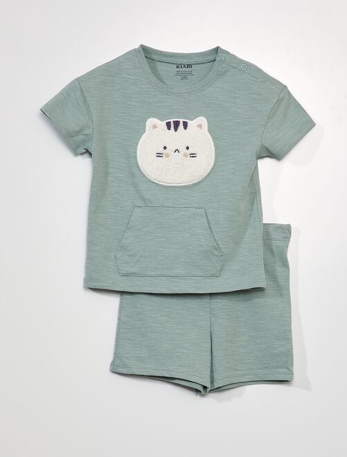 Pyjama court - imprimé chat - 2 pièces - Kiabi
