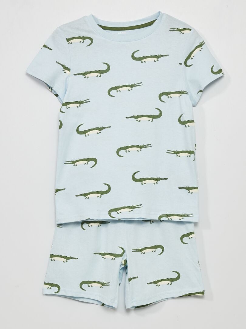 Pyjama court - imprimé crocodile - 2 pièces Bleu crocodile - Kiabi