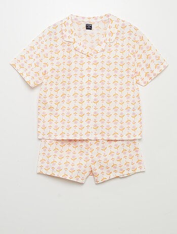 Pyjama court - imprimé fleuri - 2 pièces