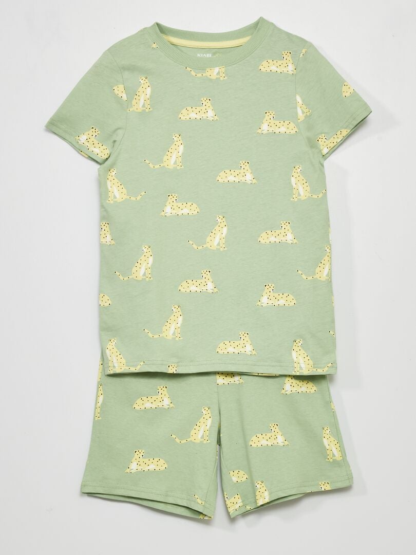 Pyjama court - imprimé léopard - 2 pièces Vert léopard - Kiabi
