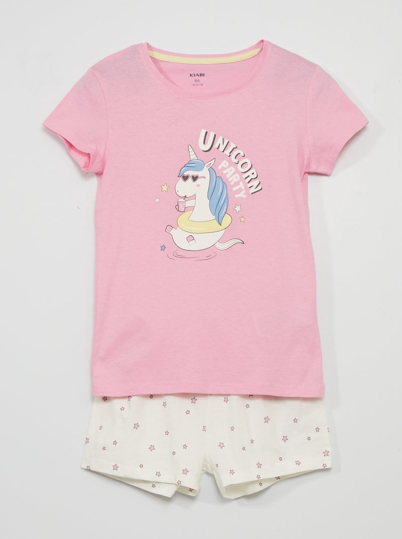 Pyjama court - imprimé 'licorne' - 2 pièces Rose licorne - Kiabi
