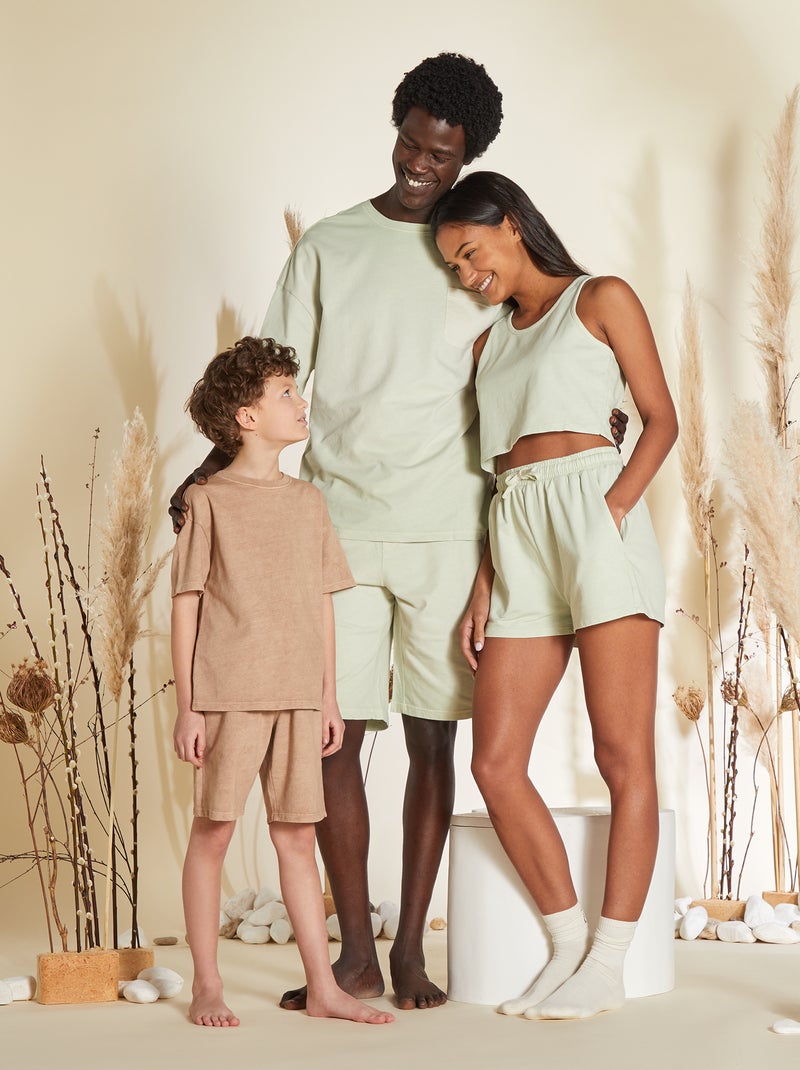 Pyjama court - tee-shirt + bermuda - 2 pièces terracotta - Kiabi