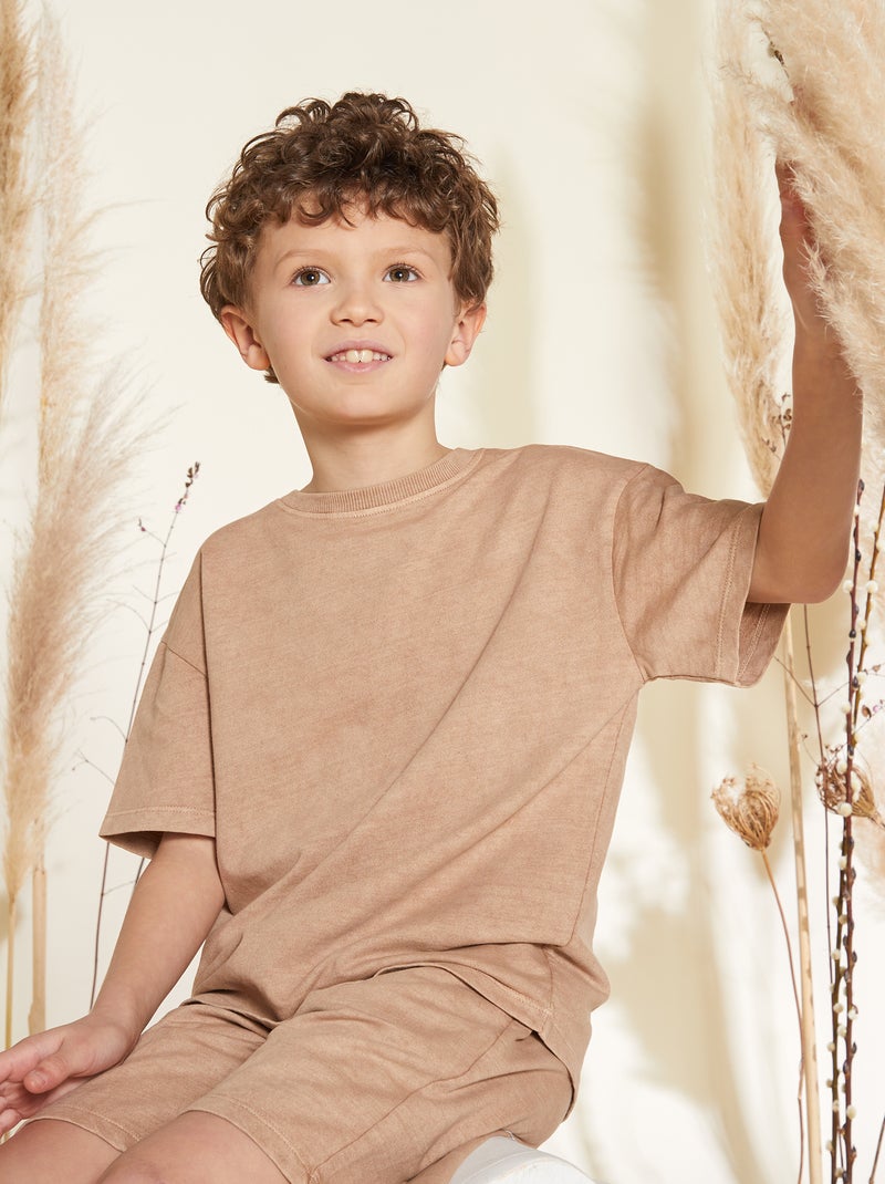 Pyjama court - tee-shirt + bermuda - 2 pièces terracotta - Kiabi