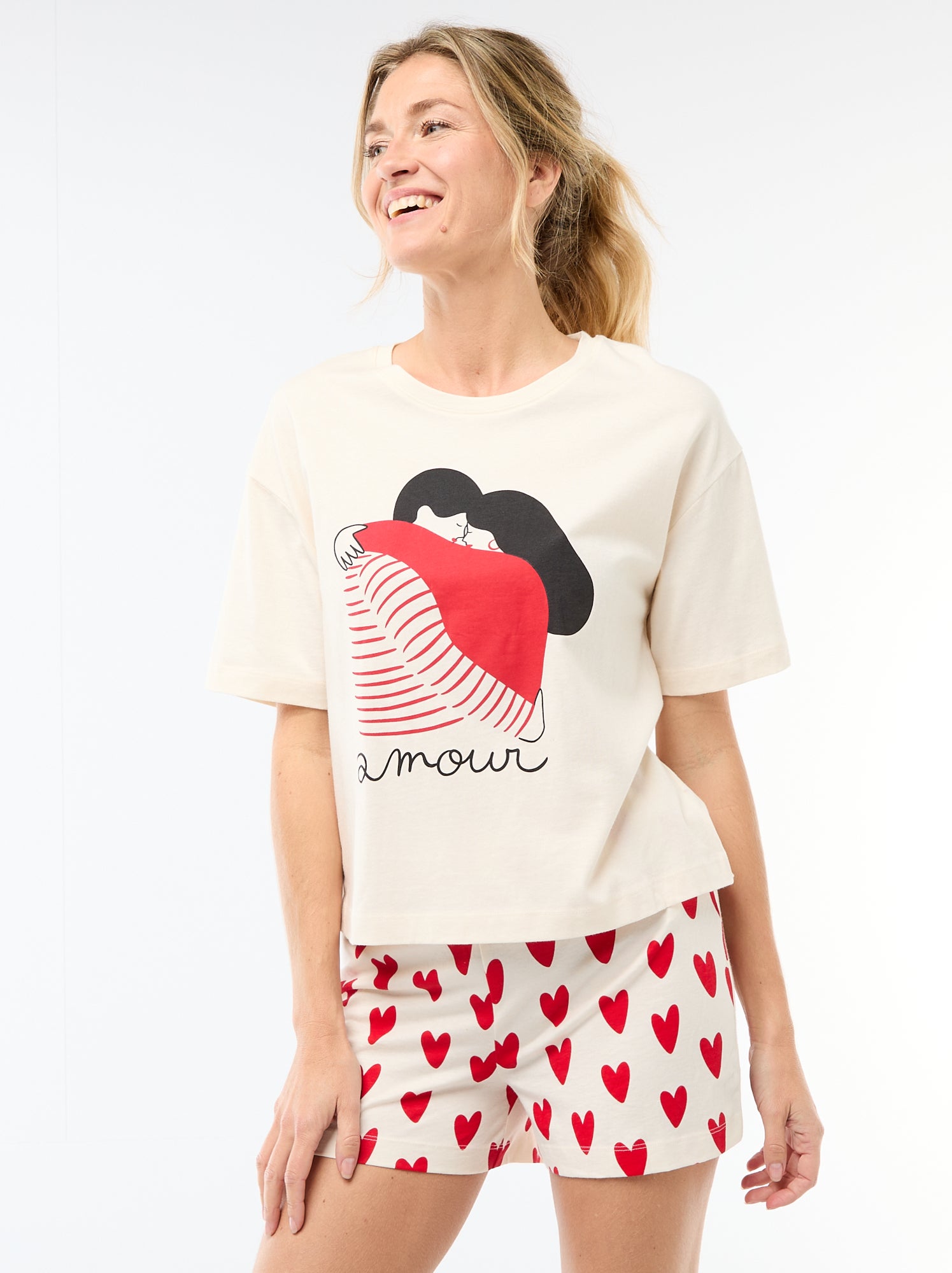 Pyjama court 2 pièces 'Agathe Sorlet x Kiabi' - Saint-Valentin