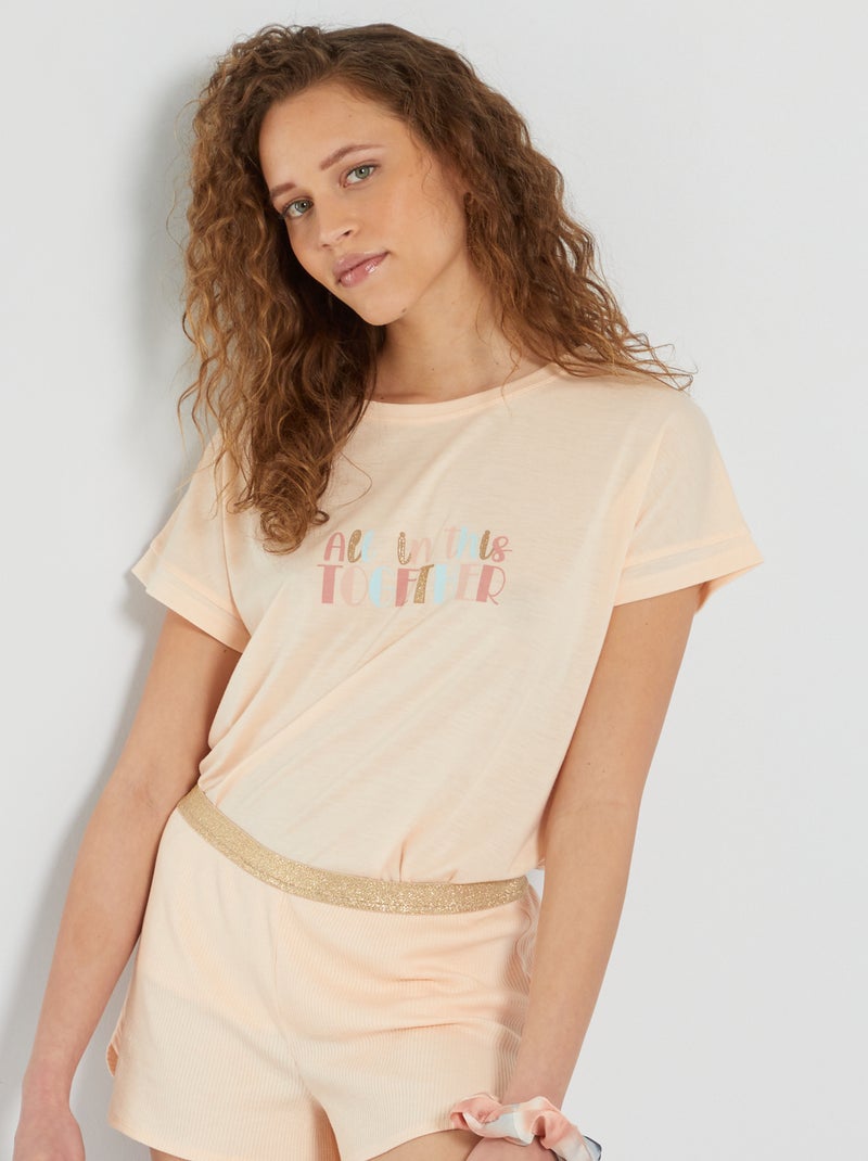 Pyjama court 2 pièces Beige - Kiabi
