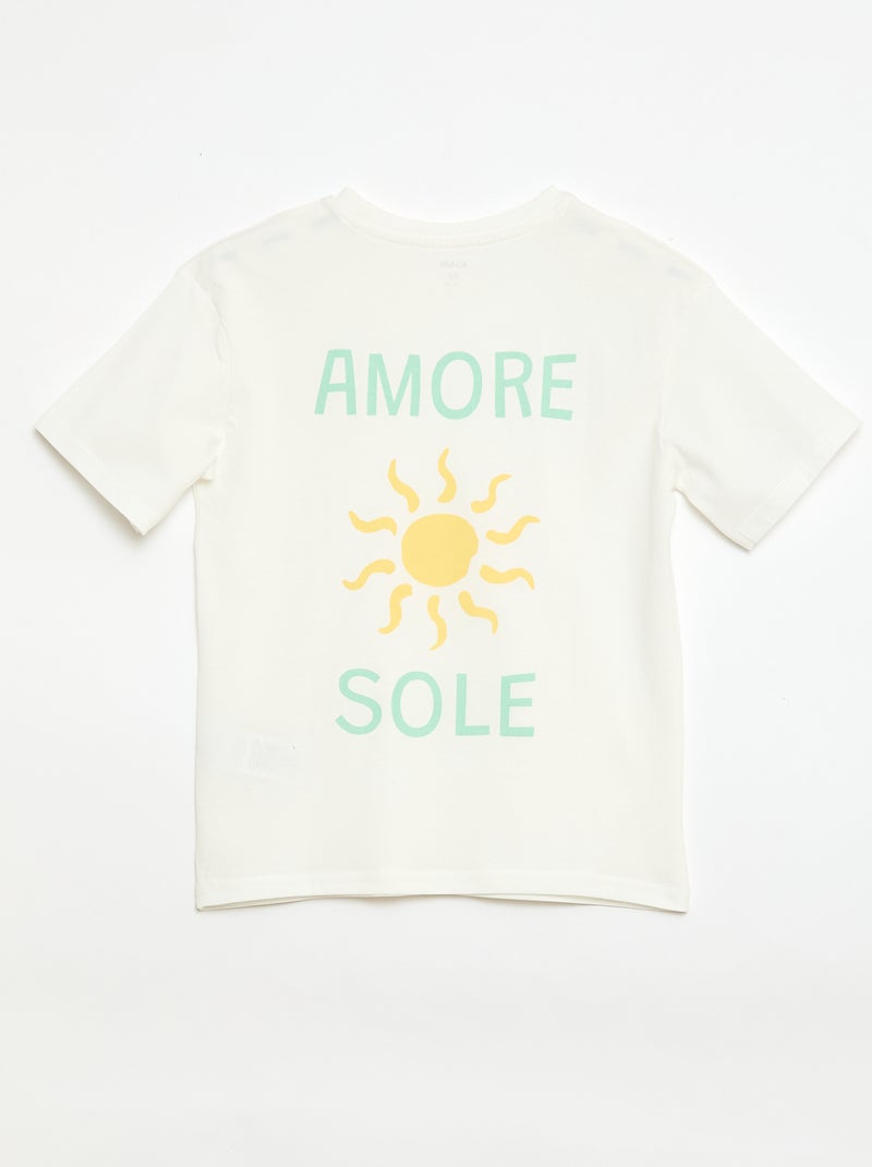 Pyjama court 2 pièces  Short + T-shirt Blanc - Kiabi