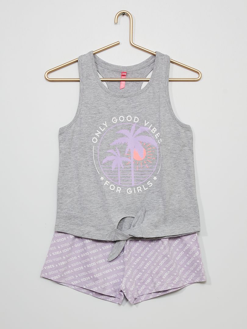 Pyjama court 2 pièces violet - Kiabi