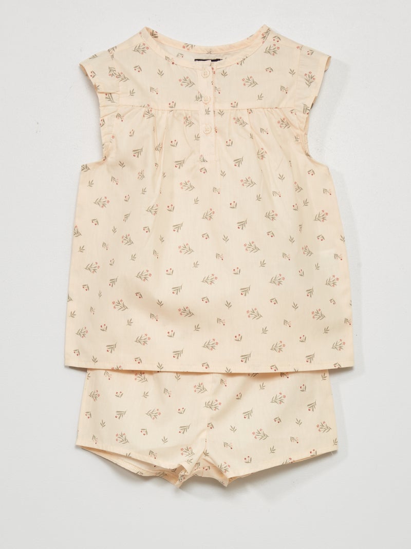 Pyjama court à motif - 2 pièces Beige - Kiabi
