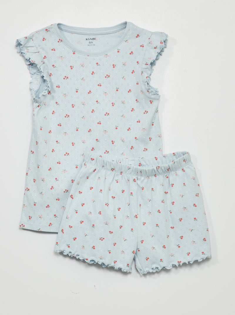 Pyjama court à motif - 2 pièces Bleu - Kiabi