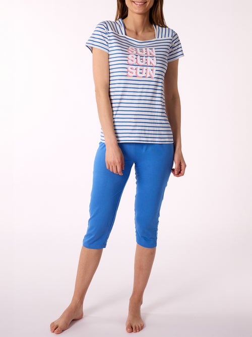 Pyjama court AIR MARIN bleu clair - MELISSA BROWN - Kiabi Pyjama court AIR MARIN bleu clair - MELISSA BROWN - Kiabi