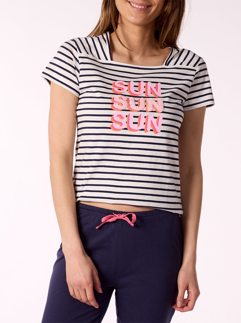 Pyjama court   AIR MARIN marine - MELISSA BROWN Bleu foncé - Kiabi