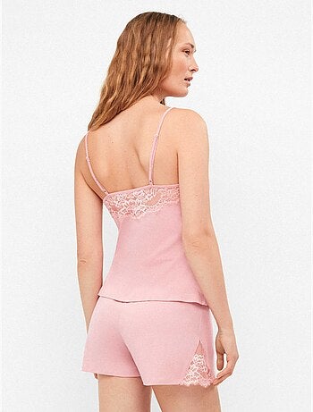 Pyjama court avec détails en dentelle