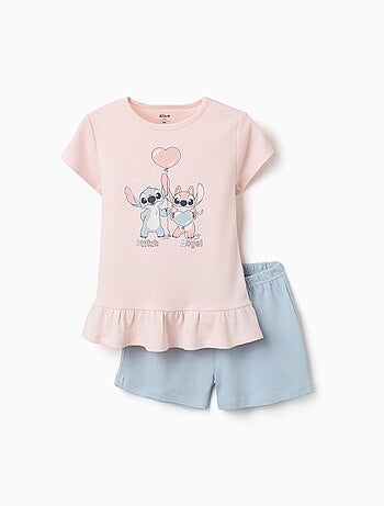 Pyjama court avec imprimé Stitch qui brille dans le noir