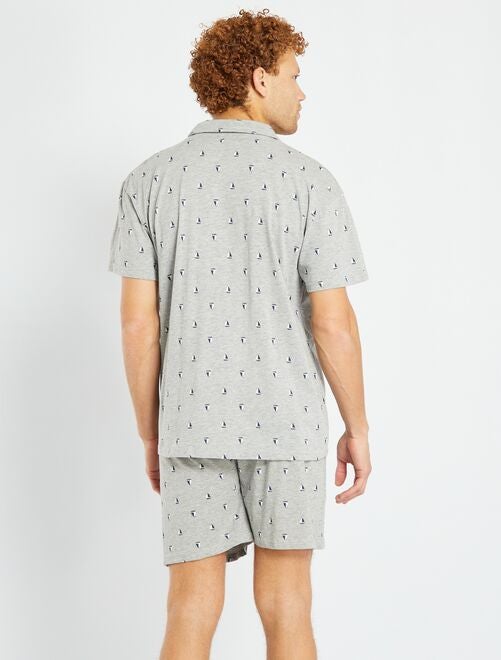 Pyjama court avec ouverture boutonnée - 2 pièces - Kiabi