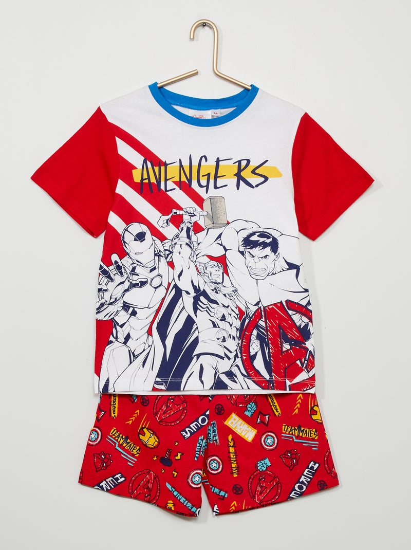Pyjama court 'Avengers' 'Marvel' - 2 pièces blanc/rouge - Kiabi